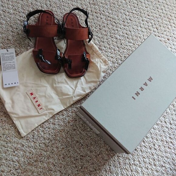 Marni Amber Brown + carbone Sandals size 38 - Picture 2 of 12